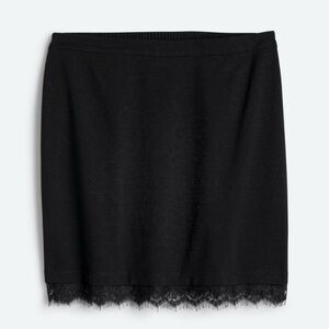 Skies Are Blue Black Mini Skirt with Lace Hem